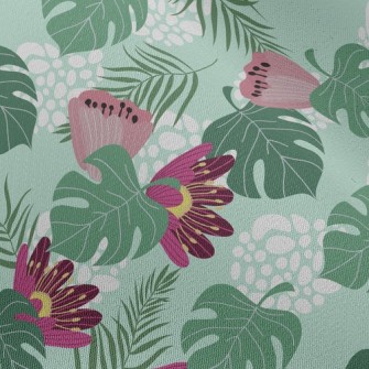 Big Red Flower Leaves Chiffon