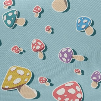 Colorful Mushrooms Twill