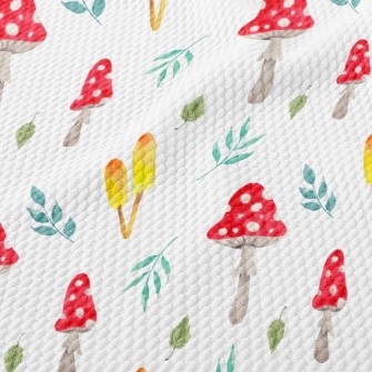 Mushrooms And Leaves Birdseye Piqué