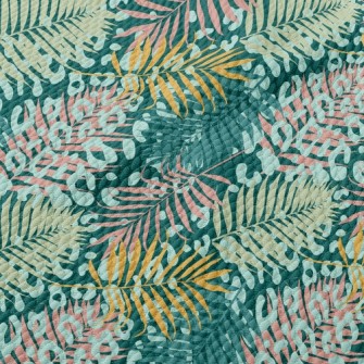 Leopard Print Tropical Plants Birdseye Piqué