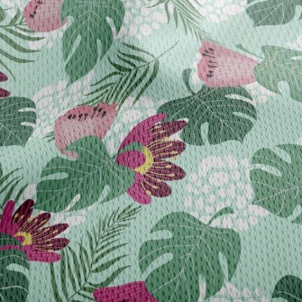 Big Red Flower Leaves Athletic Mesh Flat Back