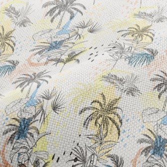 Hand Drawn Palm Trees Performance Linen