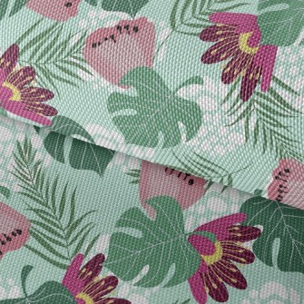 Big Red Flower Leaves Waterproof Oxford