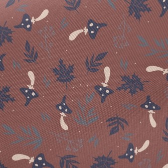 Mushrooms And Fallen Leaves Twill