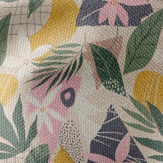 Collage Flowers Leaves Waterproof Canvas