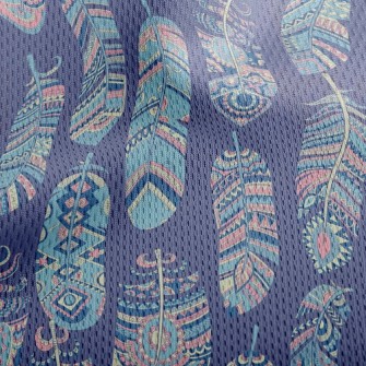 Ethnic Hippie Feather Athletic Mesh Flat Back