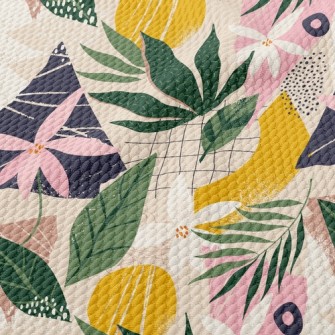 Collage Flowers Leaves Birdseye Piqué