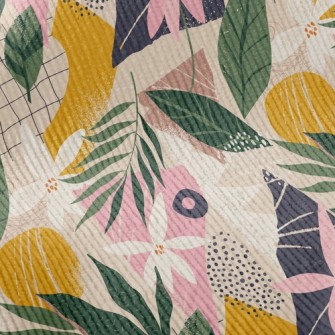 Collage Flowers Leaves Standard Corduroy