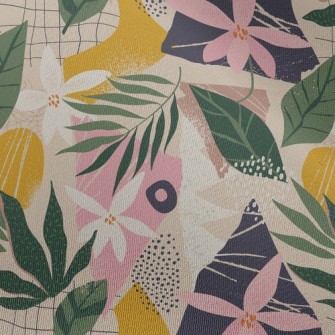 Collage Flowers Leaves Chiffon