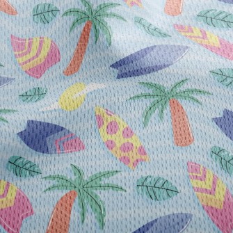 Coconut Tree And Surfboard Athletic Mesh Flat Back