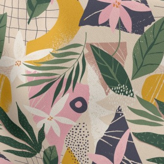 Collage Flowers Leaves Stretch Ponte