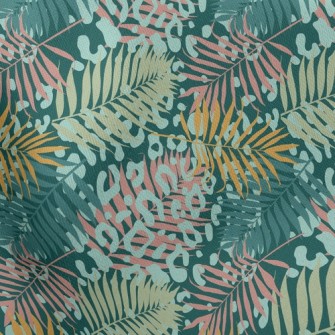 Leopard Print Tropical Plants Stretch Ponte