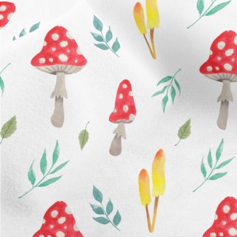 Mushrooms And Leaves Micro Fleece