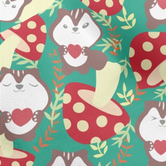 Squirrels Love Mushrooms Micro Fleece