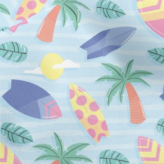 Coconut Tree And Surfboard Micro Fleece
