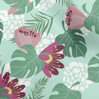 Big Red Flower Leaves Micro Fleece