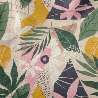 Collage Flowers Leaves Minky