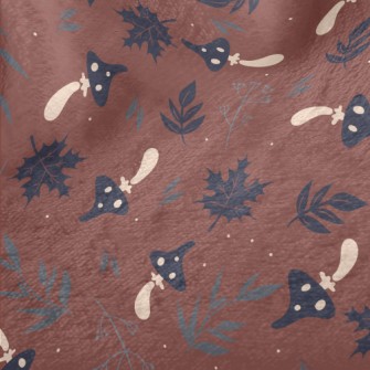 Mushrooms And Fallen Leaves Minky