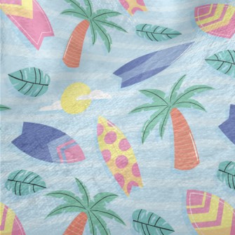 Coconut Tree And Surfboard Minky