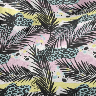 Leopard Print Art Leaves Minky