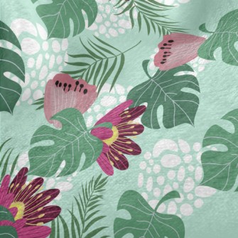 Big Red Flower Leaves Minky