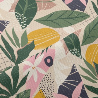 Collage Flowers Leaves Piqué