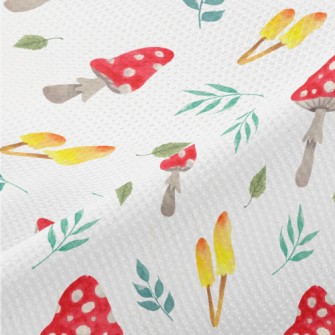 Mushrooms And Leaves Piqué