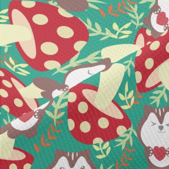 Squirrels Love Mushrooms Piqué