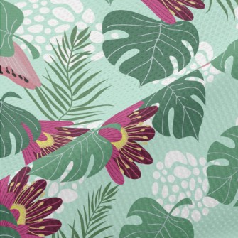 Big Red Flower Leaves Piqué