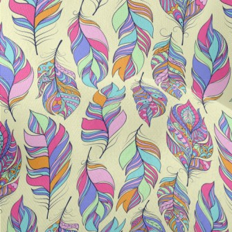 Beautiful Pattern Feathers Lightweight Performance Linen