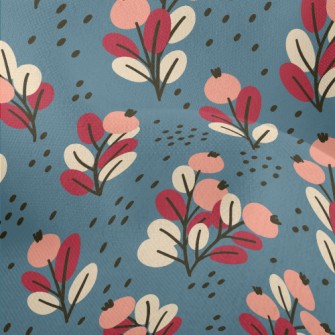 Small Orange Flowers Lightweight Performance Linen