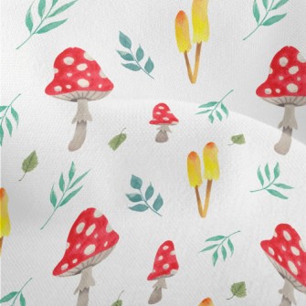 Mushrooms And Leaves Lightweight Performance Linen