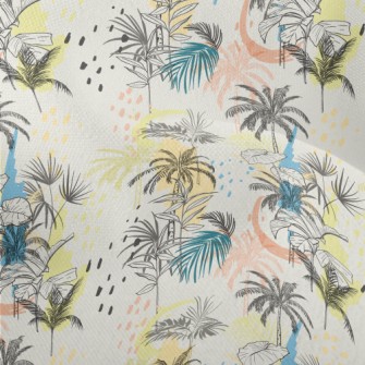 Hand Drawn Palm Trees Lightweight Performance Linen