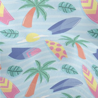 Coconut Tree And Surfboard Lightweight Performance Linen