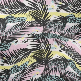 Leopard Print Art Leaves Lightweight Performance Linen