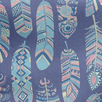 Ethnic Hippie Feather Jersey Backed Fleece