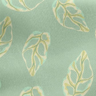 Monstera Leaves Jersey Backed Fleece