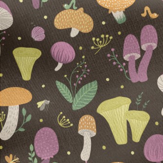 Butterfly Bug Mushroom Jersey Backed Fleece