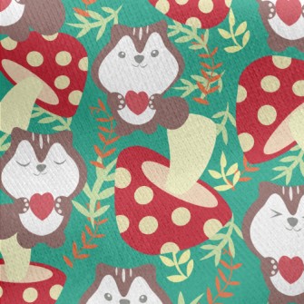 Squirrels Love Mushrooms Jersey Backed Fleece