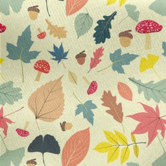 Autumn Fruit Leaves Jersey Backed Fleece