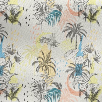 Hand Drawn Palm Trees Jersey Backed Fleece