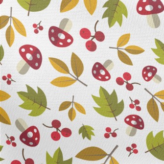 Poisonous Mushrooms And Leaves Pongee