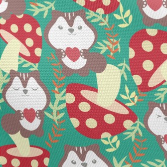 Squirrels Love Mushrooms Pongee