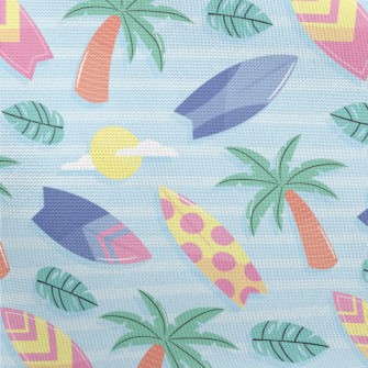 Coconut Tree And Surfboard Pongee