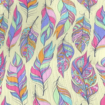 Beautiful Pattern Feathers Stretch Jersey