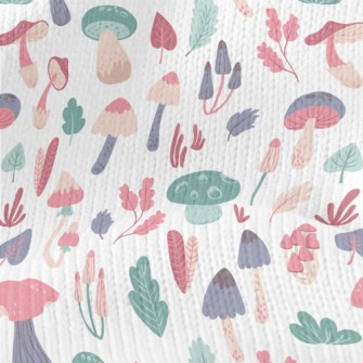 Playful Mushrooms With Leaves Stretch Jersey