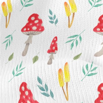 Mushrooms And Leaves Stretch Jersey