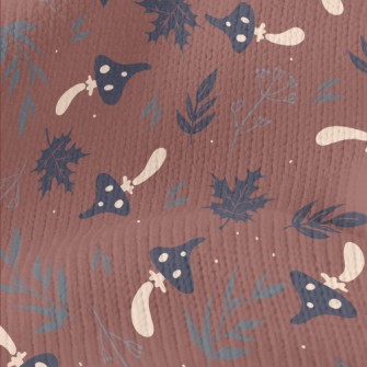 Mushrooms And Fallen Leaves Stretch Jersey