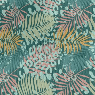 Leopard Print Tropical Plants Stretch Jersey