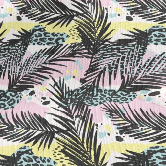 Leopard Print Art Leaves Stretch Jersey